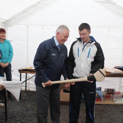 Stephen Scehill Presents Gaa President Cooney With One Of His Hurleys